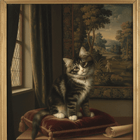 Cat transformed in renaissance style